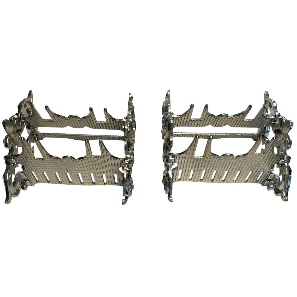 Vintage Knife Rest Holder Ornate Metal Formal Dinner Table Holiday Set Of 2